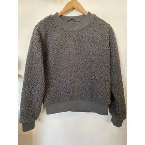 Truth By Republic Textured Faux Fur Gray Boxy Pullover Sweater Women Size XS